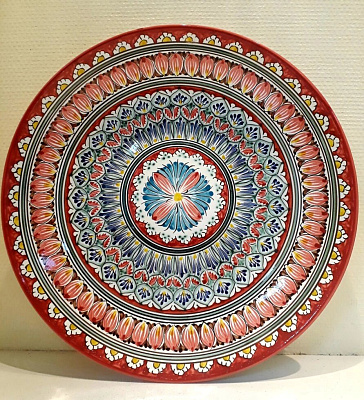 Ляган 40 см Риштан красный (фарфор)