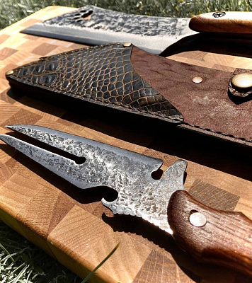 Набор Модерн с ножом-тяпкой в кожаном чехле