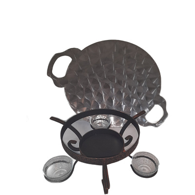 Садж 40 см нержавеющая сталь 3D c подставкой "Премиум"