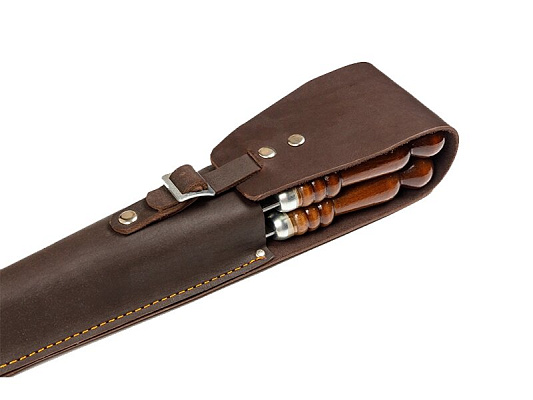 Набор шампуров в кожаном чехле (коньячный)