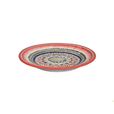 Тарелка фарфоровая 22 см Риштан, красная