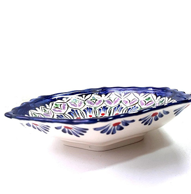 Салатница средняя 18х18 см, Риштан синяя