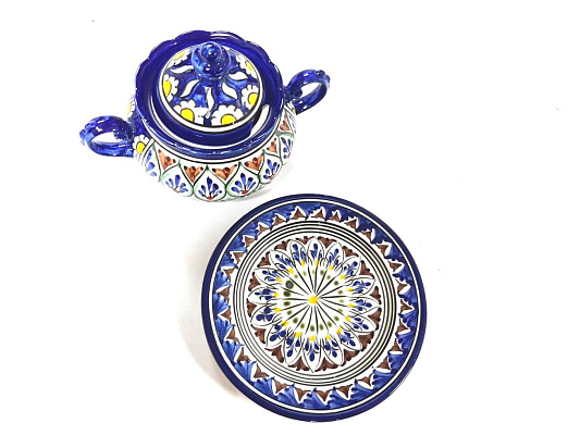 Сахарница Риштан синяя (фарфор)