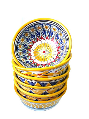 Коса (косушка) фарфоровая Риштан, средняя желтая