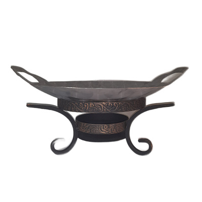 Садж 35 см нержавеющая сталь 3D с подставкой "Шелковый путь"