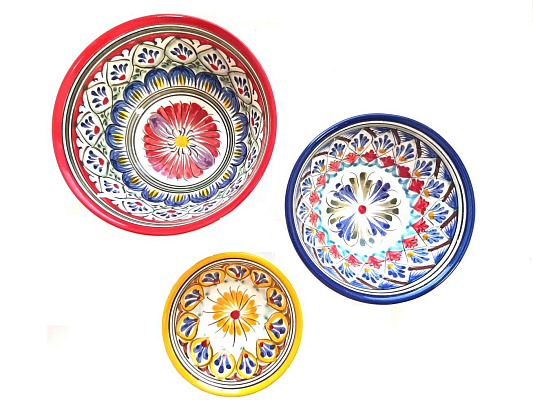 Пиала фарфоровая Риштан, большая красная