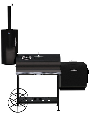 Гриль - Смокер "Паровоз казан XXL", 5 мм, печь справа