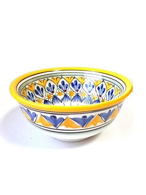 Коса (косушка) фарфоровая Риштан, средняя желтая