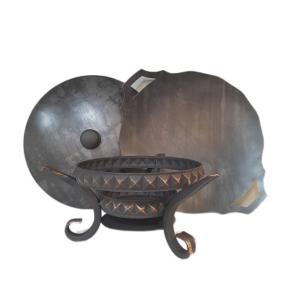 Садж 50 см стальной с крышкой и подставкой "Пирамида"