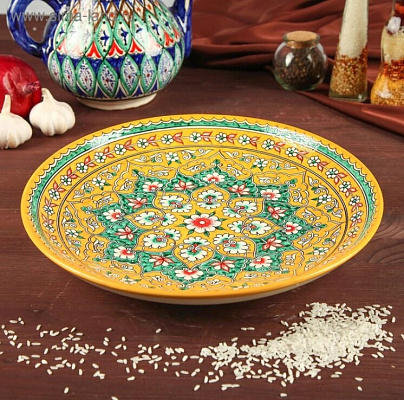 Ляган узбекский 38 см, желтый