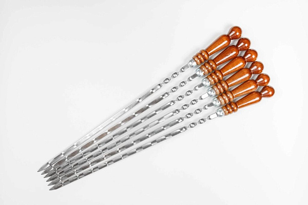 Набор шампуров в кожаном чехле (коньячный)