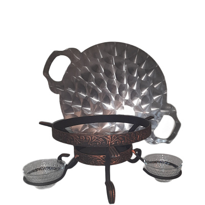 Садж 40 см нержавеющая сталь 3D c подставкой "Премиум"