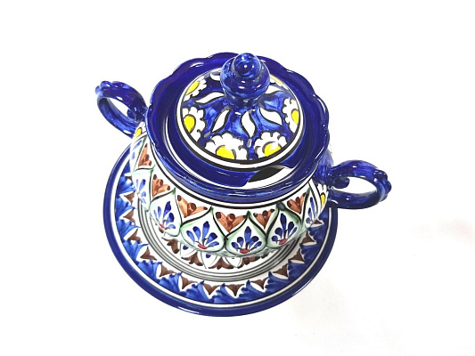 Сахарница Риштан синяя (фарфор)