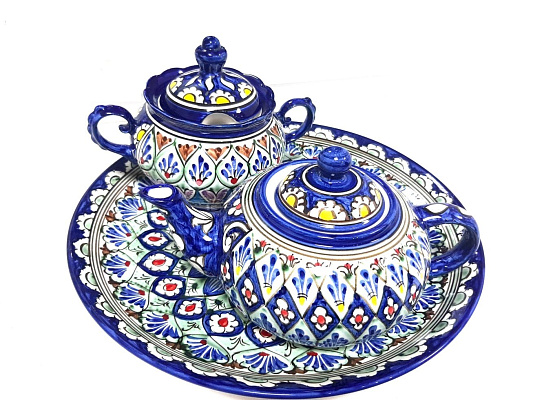 Фарфоровый чайник 0,6 л Риштан, синий