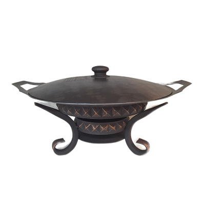 Садж 50 см стальной с крышкой и подставкой "Пирамида"