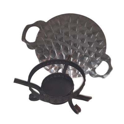 Садж 40 см нержавеющая сталь 3D c подставкой "Пирамида"