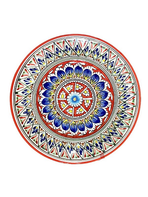 Тарелка фарфоровая 22 см Риштан, красная