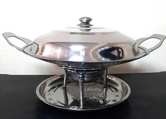 Садж 35 см из нержавеющей стали (сплошные ручки)