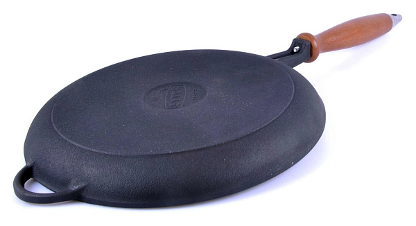 Сковорода чугунная 260х40 (Ситон) с деревянной съемной  ручкой