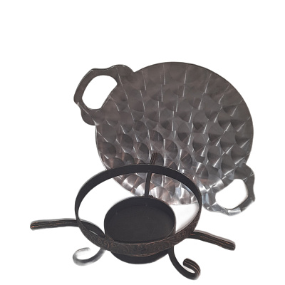 Садж 35 см нержавеющая сталь 3D с подставкой "Шелковый путь"