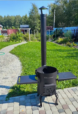 Печь для казана 16 л с боковыми полочками