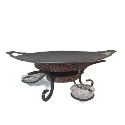 Садж 50 см стальной с крышкой и подставкой "Премиум"