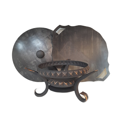 Садж 50 см стальной с крышкой и подставкой "Пирамида"