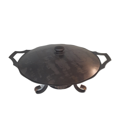Садж 40 см стальной с крышкой и подставкой "Шелковый путь"