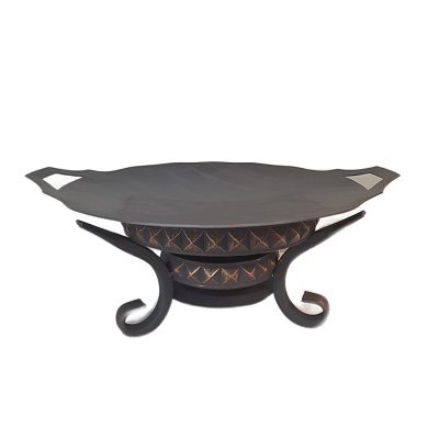 Садж 40 см стальной с крышкой и подставкой "Пирамида"