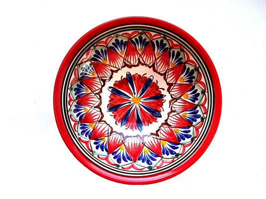 Коса (косушка) фарфоровая Риштан, средняя красная